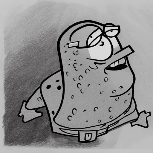 Image similar to a highly detailed drawing of dwayne johnson as a character in sponge bob square pants, animation cell by stephen hillenburg