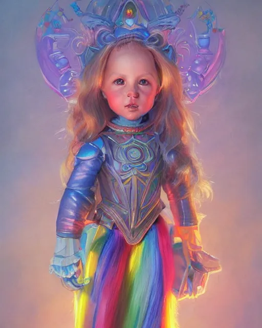 Image similar to rainbow brite portrait | highly detailed | very intricate | symmetrical | whimsical and magical | soft cinematic lighting | award - winning | closeup portrait | cute doll | painted by donato giancola and mandy jurgens and ross tran | pastel color palette | featured on artstation