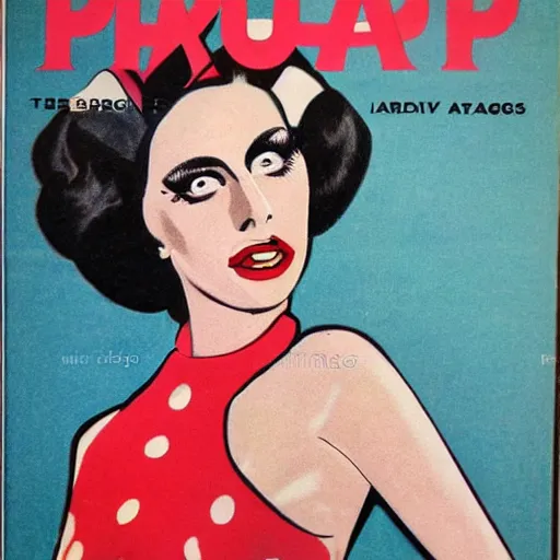 Prompt: Lady Gaga portrait, color vintage magazine illustration 1950