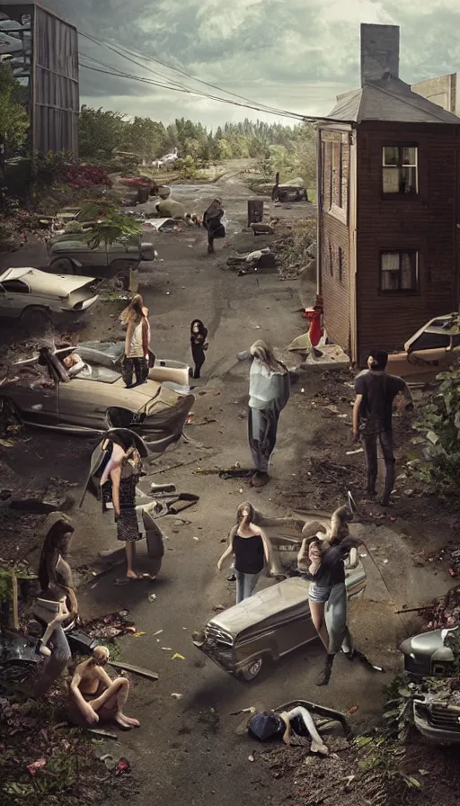 Image similar to rage, by gregory crewdson