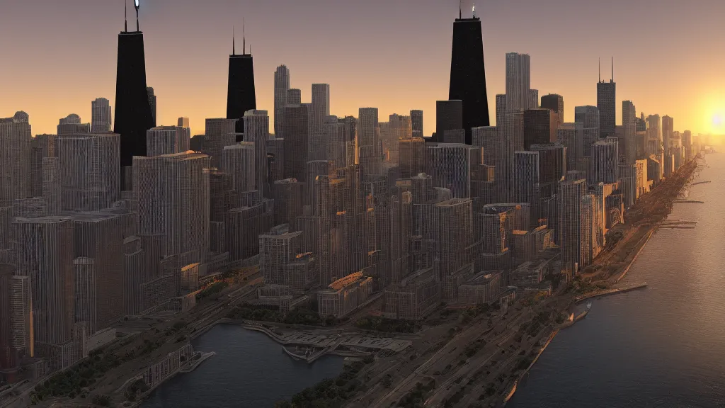 Prompt: there is a monster problem in Chicago, photorealistic, 8k, golden hour, hyperrealistic, super detailed