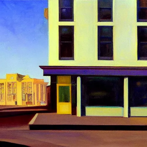 Image similar to painting of the end of the world in the style of Edward Hopper