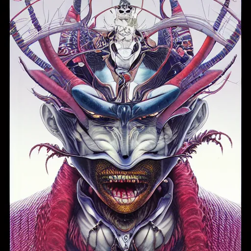 Prompt: portrait closeup of crazy avatar, symmetrical, by yoichi hatakenaka, masamune shirow, josan gonzales and dan mumford, ayami kojima, takato yamamoto, barclay shaw, karol bak, yukito kishiro