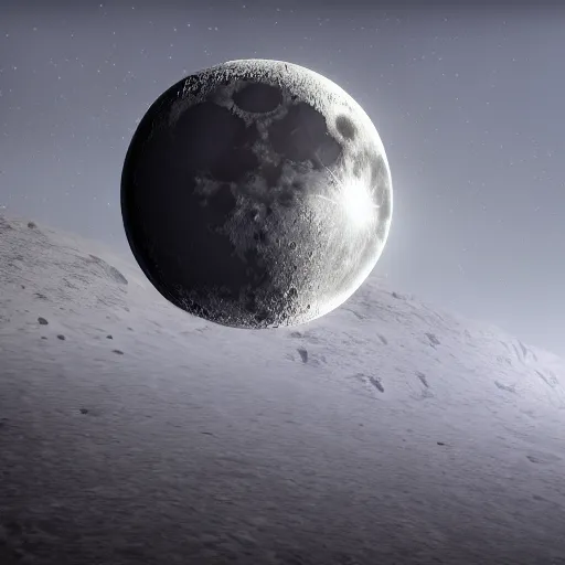 Image similar to moon with future technology realistic dark award winning, trending on artstation, unreal engine