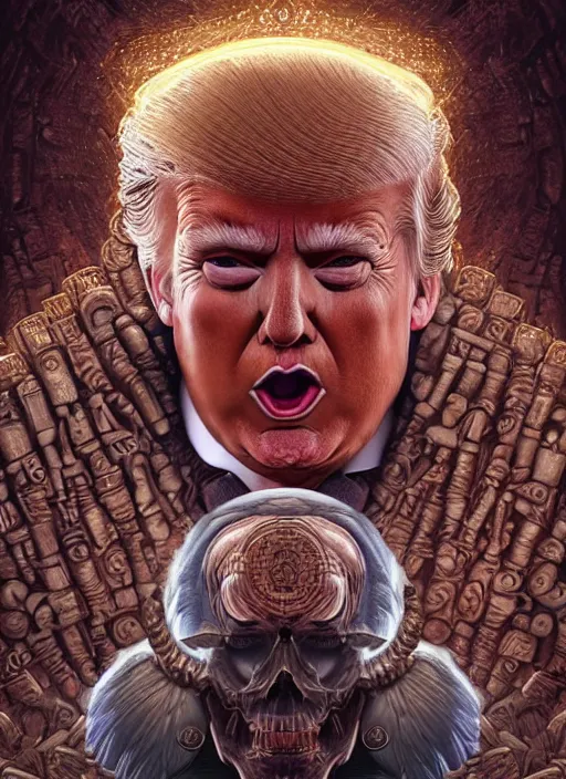 Image similar to digital _ painting _ of _ donald trump, mayan god of death _ by _ filipe _ pagliuso _ and _ justin _ gerard _ symmetric _ fantasy _ highly _ detailed _ realistic _ intricate _ port