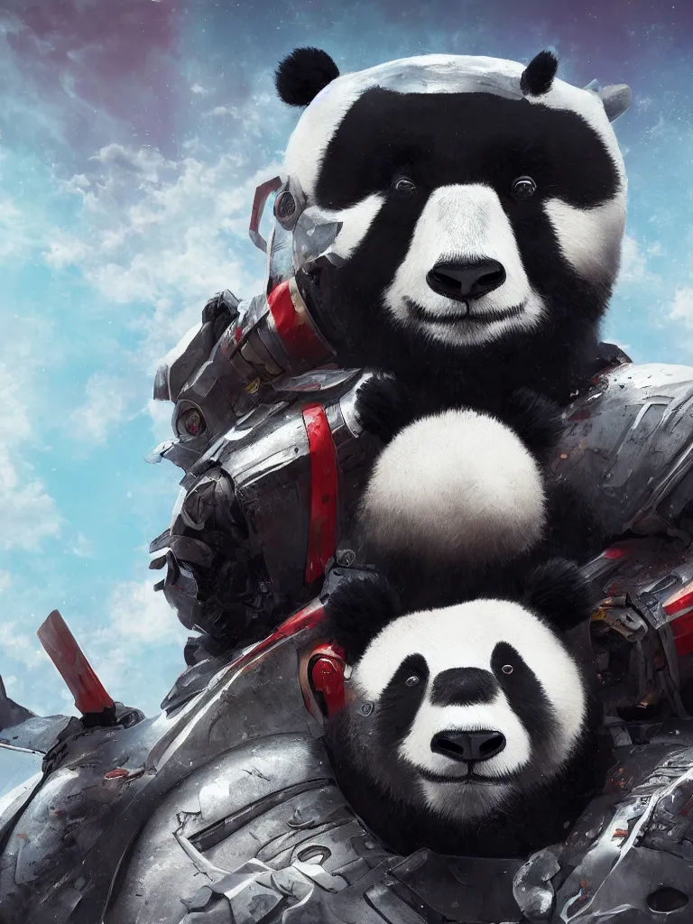 Image similar to “A detailed portrait of a giant robot panda dressed as a samurai, anime, trending on artstation, octane render, cgsociety, 4K, 8K”
