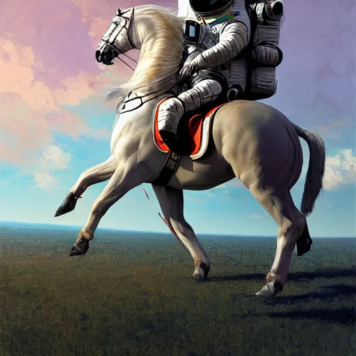 Image similar to a horse riding an astronaut, hyperrealism, no blur, 4 k resolution, ultra detailed, style of ron cobb, adolf hiremy - hirschl, syd mead, ismail inceoglu, rene margitte