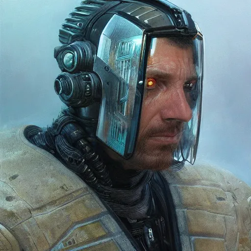 Prompt: a realistic scifi cyberpunk knight, closeup portrait art by donato giancola and greg rutkowski, vintage retro scifi, realistic face, digital art, trending on artstation, symmetry!!!