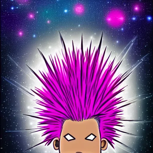 Image similar to Punk Rocker with Pink spiked hair standing under Stars