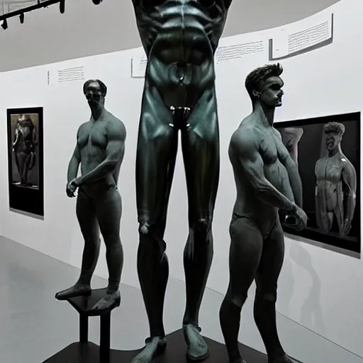 Prompt: “a realistic detailed photo of a guy who is an attractive humanoid who is half robot and half humanoid, who is a male android, British diver Jack Laugher & Chris Mears, shiny skin, posing like a statue, blank stare, at the museum, on display”