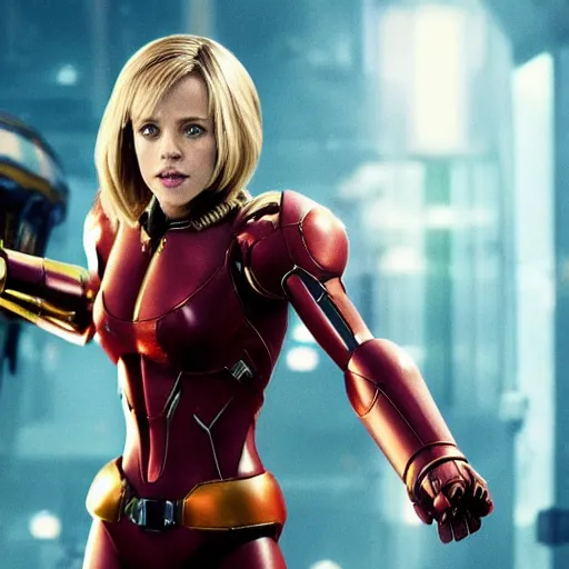 Image similar to rachel mcadams playing the role of samus in the new metroid movie, film still, 4 k, highly detailed, dramatic lighting