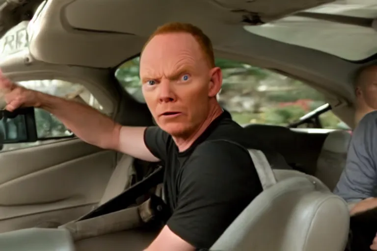 Prompt: a film still of Bill burr in 2 fast 2 furious, high quality