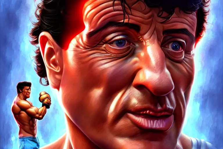 Prompt: sylvester stallone is a calzone pizza, hyper detailed, digital art, artstation, cinematic lighting, studio quality, smooth render, by artgerm, android jones, boris vallejo