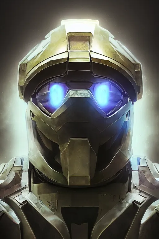 Image similar to robot ninja mask helmet halo master chief radiating a glowing aura global illumination ray tracing hdr fanart arstation by ian pesty and katarzyna da „ bek - chmiel