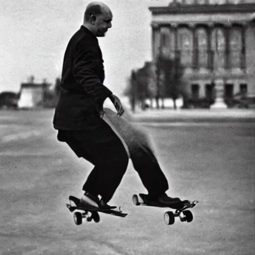 Prompt: lenin doing a kickflip with a skate