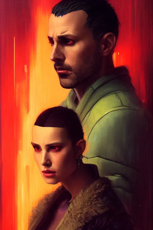 Image similar to character portrait cyberpunk blade runner 2 0 4 9 ( ( ( ( ( ( ( ( totally definitely not negative no not girl with the pearl earring inspired, well maybe a little ) ) ) ) ) ) ), character design, painting by gaston bussiere, katsuya terada, frank frazetta, tom of finland, trending on artstation