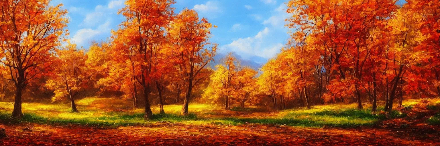 Image similar to beautiful painting of autumn scenery, wallpaper, 4k, detailed
