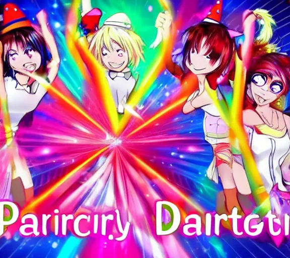 Image similar to party dancing anime disco yeah yeah