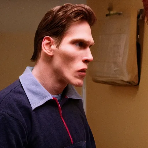 Image similar to Live Action Still of Jerma in Rudy (film), real life, hyperrealistic, ultra realistic, realistic, highly detailed, epic, HD quality, 8k resolution, body and headshot, film still