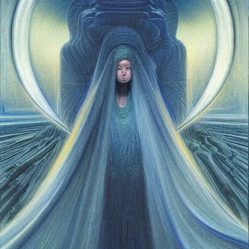 Prompt: sci - fi portrait of bene gesserit order sister by jean delville and william blake, retrofuturism, intricate, hyperealistic, photoreal, 8 k resolution, highly detailed, proffesional illustration