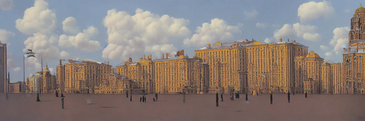 Prompt: saint petersburg cityscape oil painting magritte