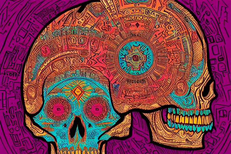 Prompt: aztec skull digitally painted by Kilian Eng