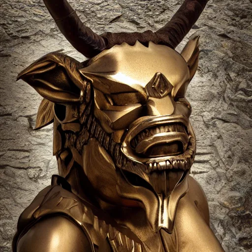 Image similar to minotaur king, highly detailed, 4k, HDR, smooth, sharp focus, hyper realistic, high resolution, award-winning photo