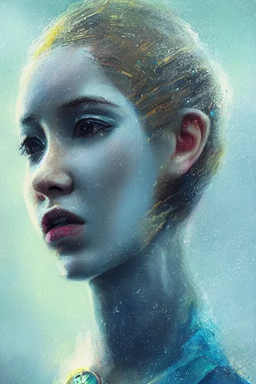 Prompt: 3 d, sci - fi, close - up, morning, smiling fashion model face, sun, cinematic, clouds, sun rays, vogue cover style, poster art, blue mood, realistic painting, intricate oil painting, high detail illustration, figurative art, multiple exposure, poster art, by tooth wu and wlop and beeple and greg rutkowski