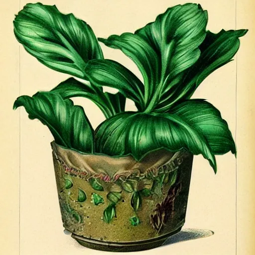 Prompt: Vintage botanical illustration of Audrey II from Little Shop of Horrors (1986)