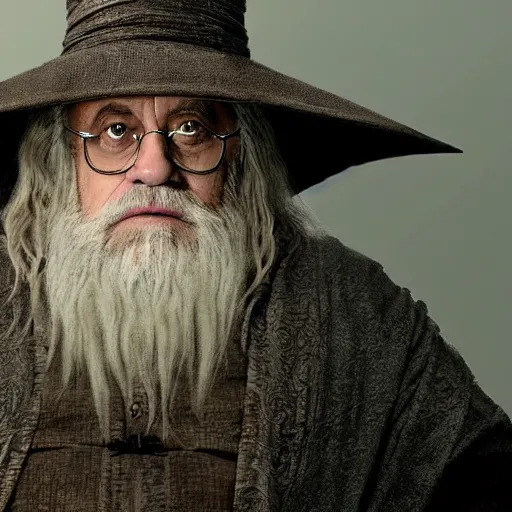 Image similar to danny devito starring as gandalf the white in the 2 0 2 4 lord of the rings movie, full body, hyper realistic, high quality, wide angle, always sunny in philadelphia