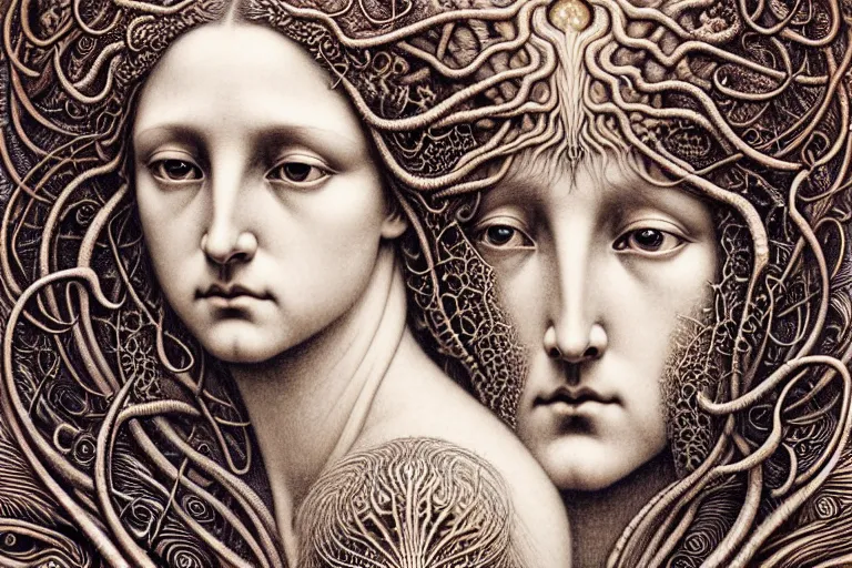 Image similar to detailed realistic beautiful moon goddess face portrait by jean delville, gustave dore, iris van herpen and marco mazzoni, art forms of nature by ernst haeckel, art nouveau, symbolist, visionary, gothic, neo - gothic, pre - raphaelite, fractal lace, intricate alien botanicals, ai biodiversity, surreality, hyperdetailed ultrasharp octane render