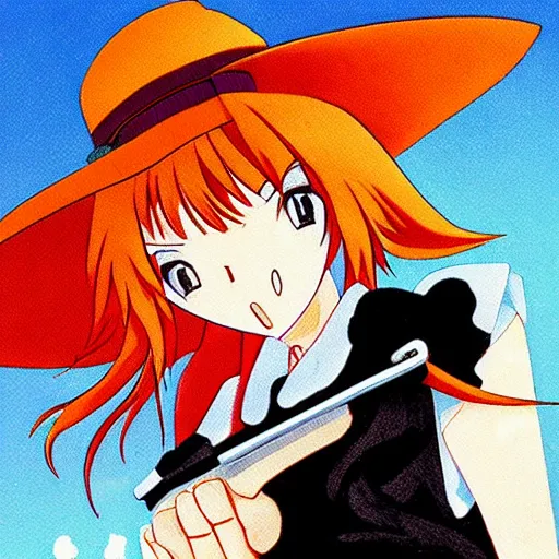 Image similar to Kagome Higurashi as a cowgirl with a beautifully stylized revolver, Royal Armouries, Inuyasha, art by Rumiko Takahashi