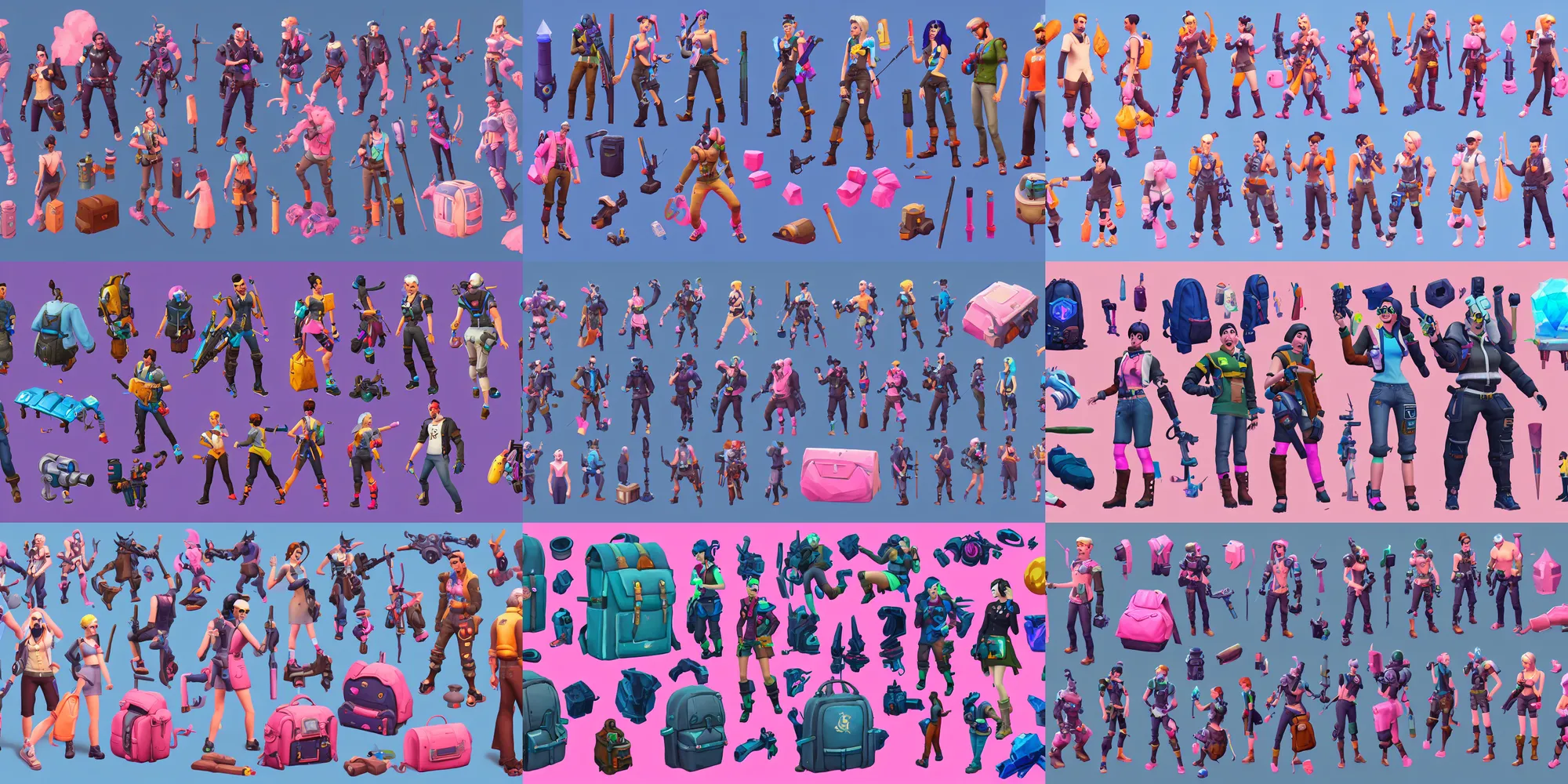 Prompt: game asset of the sims backpack and wardrobe, in gouache detailed paintings, props, stylized, 2 d sprites, kitbash, arcane, overwatch, blue and pink color scheme, 8 k, close up