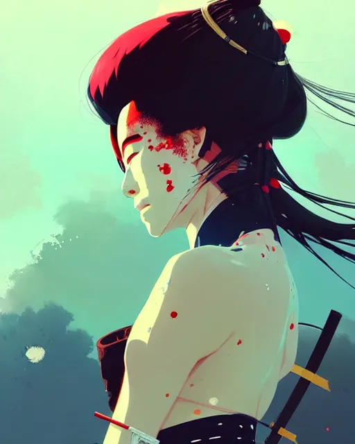 Image similar to a ultradetailed beautiful panting of a stylish woman samurai, by conrad roset, greg rutkowski and makoto shinkai, trending on artstation