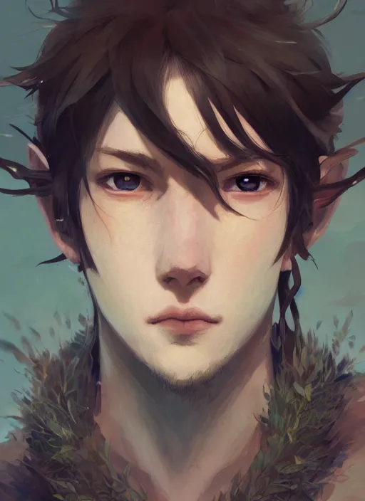 Image similar to a portrait of a male young druid, intricate, tone mapped, ambient lighting, highly detailed, digital painting, artstation, concept art, 4 k, stunning beautiful, sharp focus, by makoto shinkai and akihiko yoshida and hidari and wlop