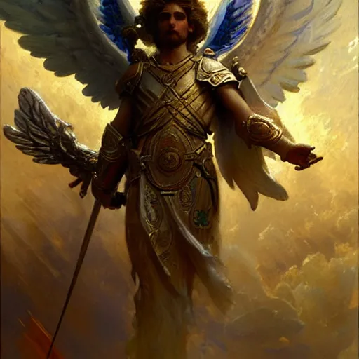 Prompt: saint michael the angel, guarding the planet from evil. highly detailed painting by gaston bussiere, craig mullins, greg rutkowski 8 k
