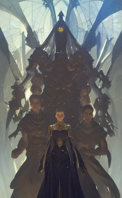 Image similar to a group of Alchemy Imperial legendary knights heroes boys and girls, sci-fi, highly detailed, digital painting, artstation, concept art, smooth, sharp focus, illustration, art by artgerm and greg rutkowski and alphonse mucha, fractal flame, amazing composition unreal engine