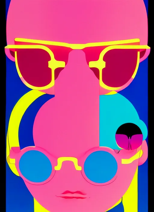 Image similar to cute girl with shades by shusei nagaoka, kaws, david rudnick, airbrush on canvas, pastell colours, cell shaded, 8 k