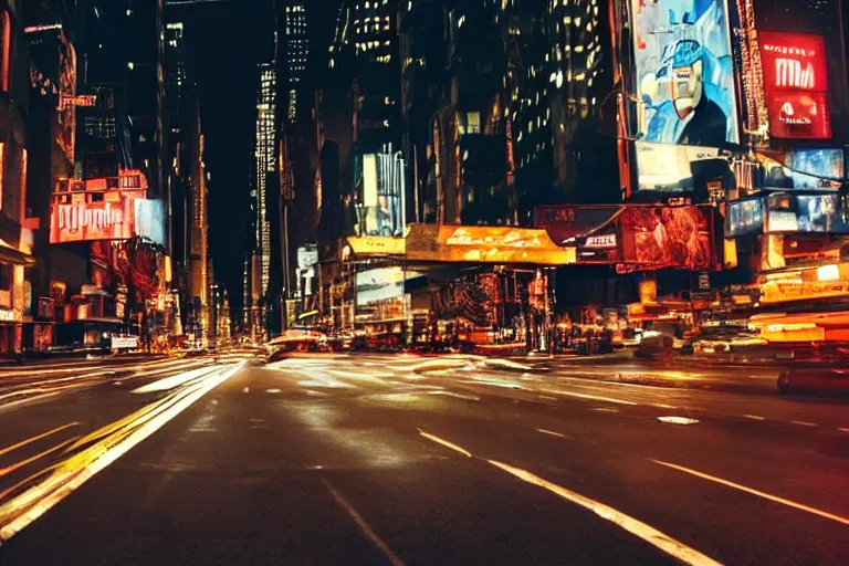 Prompt: amazing cinematic movie still of donald trump in manhattan at night, volumetric lighting, award - winning, perfection, ambitious, ambient occlusion, hyper - realism, 4 k hd, 8 5 mm, bokeh, close - up, grainy