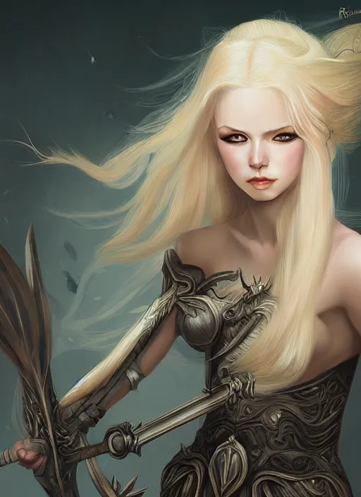 Image similar to blonde combat fairy venizian era, dark fantasy, extremely detailed, sharp focus, portrait, smooth, digital illustration, by rossdraws, frank franzzeta