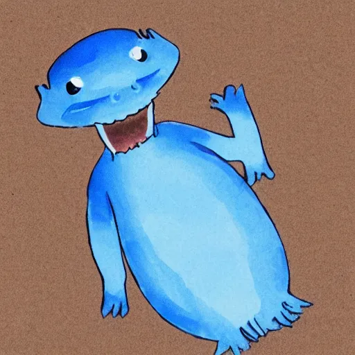 Image similar to a cute blue axolotl, midjourney style