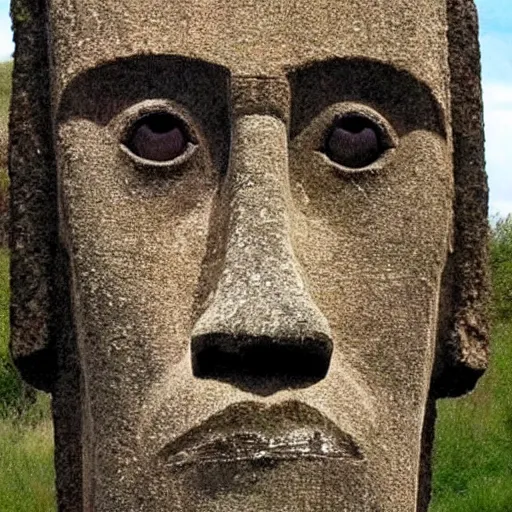 Prompt: easter island head that looks like frank zappa