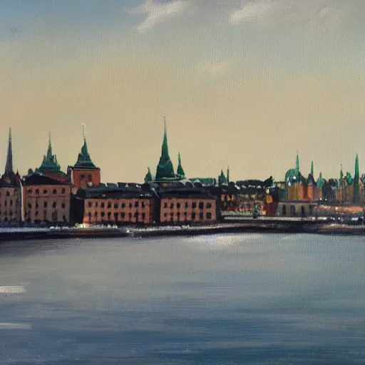 Prompt: oil painting of stockholm