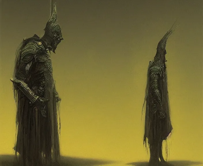 Prompt: dark soul warrior concept, charector design, beksinski, proko, edward hopper art