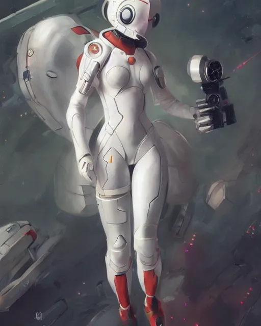 Image similar to Hyper realistic painting of a beautiful girl in an EVA plugsuit, hyper detailed, anime, by greg rutkowski, trending on artstation