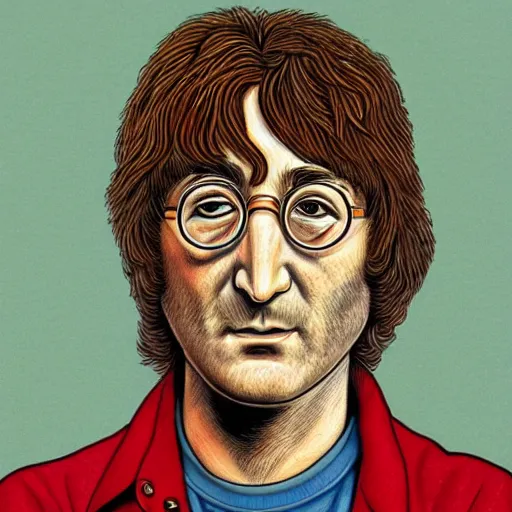 Image similar to portrait of John Lennon, by Robert Crumb