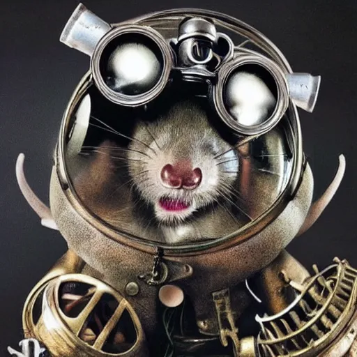 Prompt: a rat with steampunk googles, by Hideaki anno