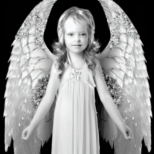 Prompt: photo of an angel with crystal wings