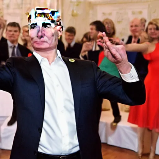 Image similar to putin tears up the dance floor, disco party