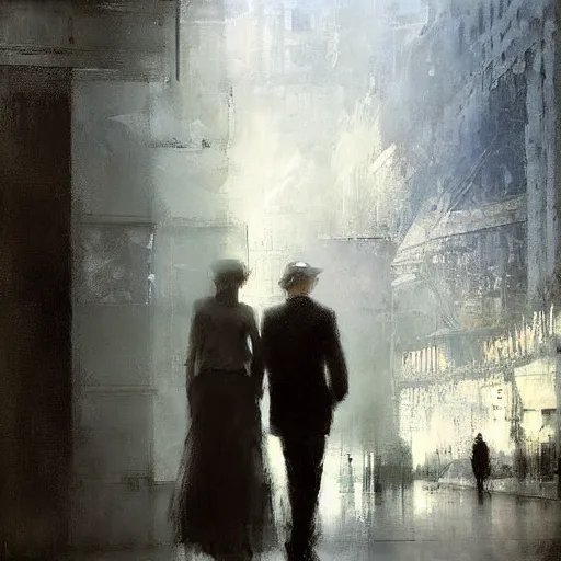 Prompt: contre - jour portrait of an old couple digital art by jeremy mann